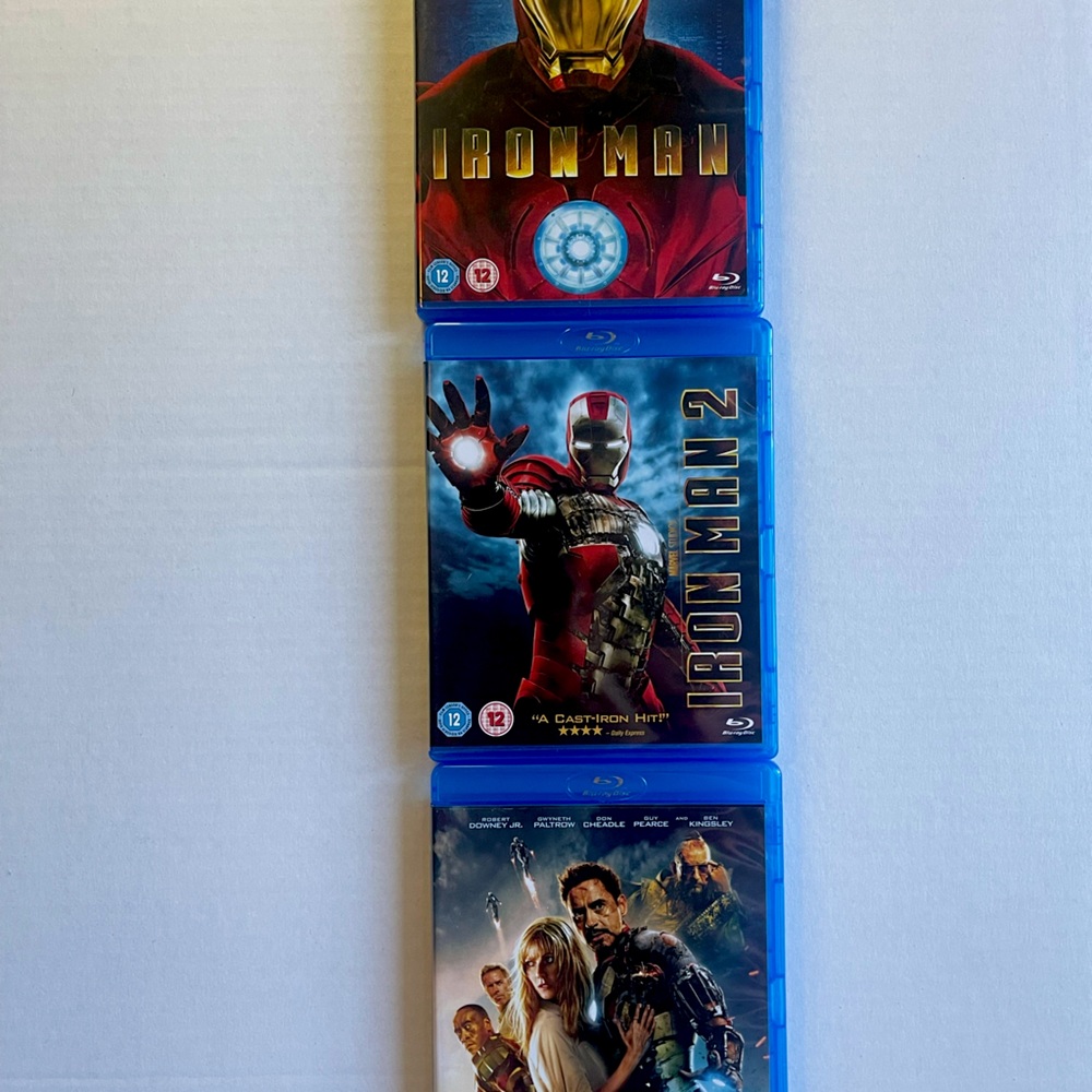 Iron man 1,2 and 3 blu-ray bundle! Great condition!
